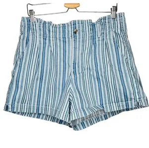 American Eagle Outfitters Womens Mom Shorts Size 14 Blue/White Striped nautical thumbnail 1