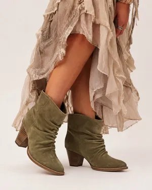 Splendid Brown Suede Slouchy Ankle Boots Womens 7.5 Shooties Stacked Heel Fall thumbnail 1