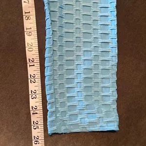 Women’s Leggings/High Waisted Yoga Pants Textured Blue Fabric Size L NEW thumbnail 7