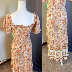 NWT Kindred Petite S Floral Smocked Maxi Dress Cottagecore Boho Prairie thumbnail 7