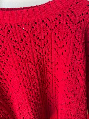 American Eagle Red Open Knit Cropped Sweater XS thumbnail 2