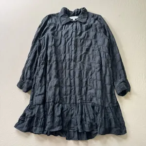 Davi & Dani crinkle tiered mini shirt dress thumbnail 1