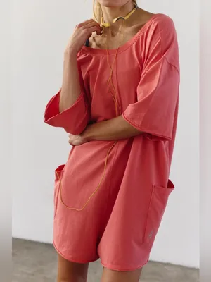 NWT FREE PEOPLE MOVEMENT Hot Shot Tee Romper - Hibiscus $60 MSRP thumbnail 2