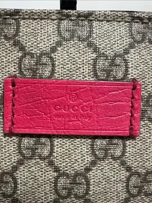 Gucci PVC GG Supreme Tote with Pink Leather Handles thumbnail 3