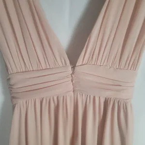 Lulus Heavenly Hues Blush Pink Chiffon Maxi Dress Small Pleated Plunging V-neck thumbnail 3