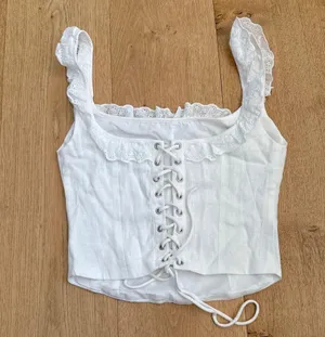 White Fox Boutique - Betting On Us Lace Up Back Bustier in White thumbnail 3