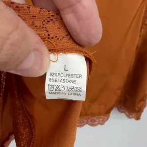 Women's L Rust Satin Lace Trim Tie Front Blouse Romantic Boho Coquette thumbnail 4