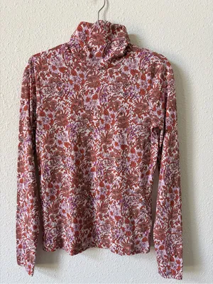 J Crew Tissue Turtleneck in Fête Floral Size XS Colorful Bohemian FLAWED thumbnail 1