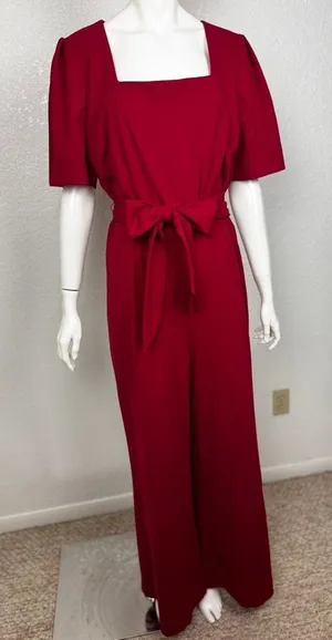 Alex Marie Deep Red Wide-Leg Women's Jumpsuit Size XL. J-18 thumbnail 1