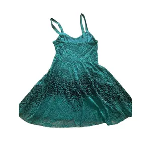 Free People Strap Mini Flare‎ Dress Green Floral Lace Black Velvety Detail thumbnail 4