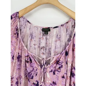 Evans/Avenue Plus Size Dress 26/28 3X 4X EUC Boho Tired Ruffle Pink‎ Purple thumbnail 2
