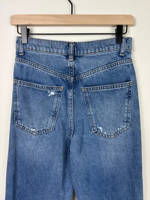 Zara 90s Full Length Jeans Straight Leg Women’s Size 2 High Rise Blue Denim thumbnail 7