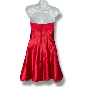 Vintage Jessica‎ McClintock for Gunne Sax Prom Dress Homecoming Strapless Red 3 thumbnail 2