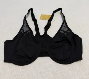 Delimira Front Close Unlined Bra 34DD Underwire W601 Black NWT Racerback thumbnail 1