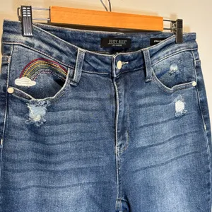 Judy Blue Distressed Straight Leg Jeans - size 9/29 thumbnail 2