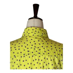 J McLaughlin Shirt Women 8 Yellow Purple Polka Dot Cotton‎ Collared Button Down thumbnail 4