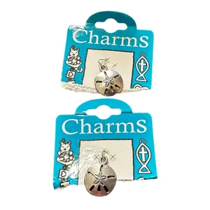 2 Sand Dollar Charms Silver Tone‎ Seaside Beach Nautical Jewelry Making Craft thumbnail 2