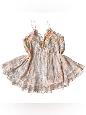 Victoria’s Secret Cotton and Lace Babydoll Cami L Floral Multicolor thumbnail 2