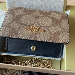 Authentic COACH Signature leather/coated canvas wallet on chain & 2 charms thumbnail 2
