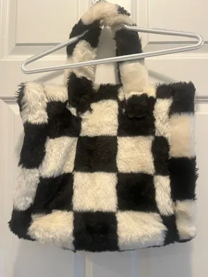 Checkered faux fur bag Multiple thumbnail 3