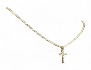 NEW Cubic Zirconia Pave Silver Cross Pendant Necklace 18” Length NIB thumbnail 1