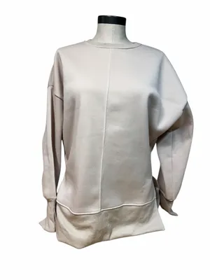 Women's Oversized Tan Crewneck Pullover Sweatshirt Size L #260202 thumbnail 2
