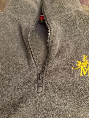 Tommy Hilfiger Gray Quarter-Zip Fleece Pullover with Yellow Embroidery thumbnail 5