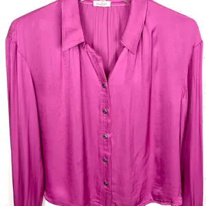 Anthropologie Pilcro Button Down Blouse Long Sleeve Silky Viscose Pink Small thumbnail 7