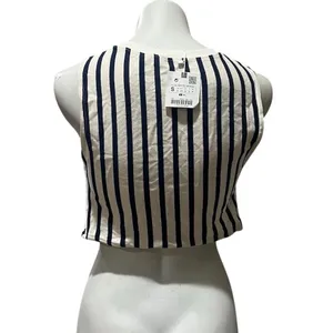 Zara Women's Striped Knotted Crop Tank Top Multicolor Size S thumbnail 3