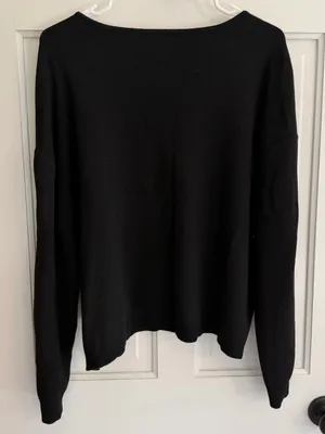 Daily Practice Black V-Neck Knit Sweater‎ Relaxed Drop Shoulder Women’s Large thumbnail 4