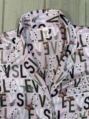 Victoria's Secret Lavender 'LOVE' Button-Up Pajama Top thumbnail 6