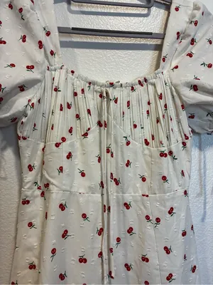 Petal & Pup Dress with Cherry Print and Puff Sleeves thumbnail 5