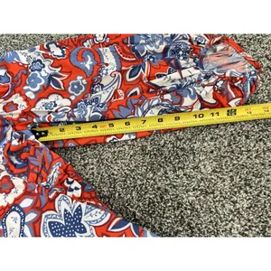 Zara Ruffled red blue white bohemian Paisley Print long sleeve Mini Dress M thumbnail 9