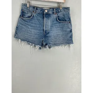 Reformation Womens Denim Shorts Blue High Rise Frayed Hem 28 thumbnail 2