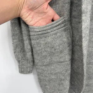 Inka Sur Alpaca‎ Wool Gray Open Front Cardigan Sweater Shawl Collar Made in Peru thumbnail 4