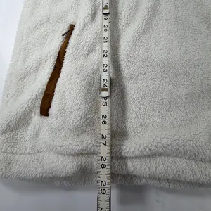 Hurley Womens Sherpa Fleece Quarter Zip Pullover Cream Brown Elbow Patch Medium thumbnail 4