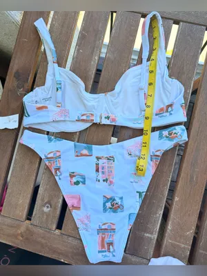 NWT Abercrombie & Fitch Bikini Set - Light Blue Postcard Pattern - M/S thumbnail 13
