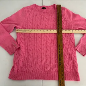 Talbots Womens Medium Pink Cable Knit Crewneck Long‎ Sleeve Sweater Fisherman thumbnail 7