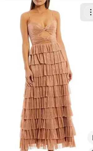 Gianni Bini Dress Gold Leaf Ruffled thumbnail 1