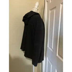 purejill Black Hooded Cardigan Open Front Lightweight Cotton Modal Spandex M thumbnail 3
