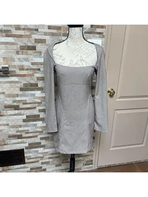 Zara Mini Shift Dress Brown Plaid Long Sleeve Square Neck Business Casual Sz M thumbnail 5