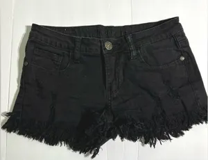 Machine Nouvelle Mode Black Denim Shorts Frayed Hems Size 28 USA Medium thumbnail 1