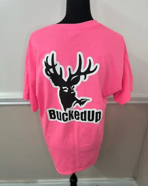 Bucked Up Neon Pink Short Sleeve Graphic Tee Size Large thumbnail 3
