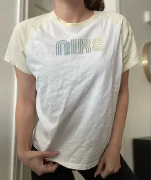 Vintage 90s Nike Retro Groovy‎ Graphic Spell Out Athletic T Shirt Sz XL Yellow thumbnail 1