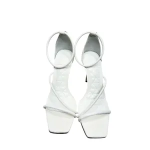 Schutz White Leather Strappy Square Toe Stiletto Sandals Heels Size 8B thumbnail 4