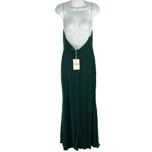 Runaway Lionell Emerald Green Zebra Stripe Backless Maxi Dress Sz 8 / L NEW Tags thumbnail 4