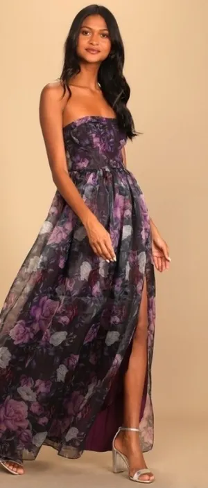 LULU's Floral Sexy Flowy Prom Wedding Chic Bustier Maxi Dress NWOT thumbnail 1