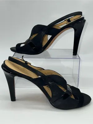 Cole Haan Women's Strappy High Heel Black Leather, Patent and Suede Sandals-Sz 9 thumbnail 2