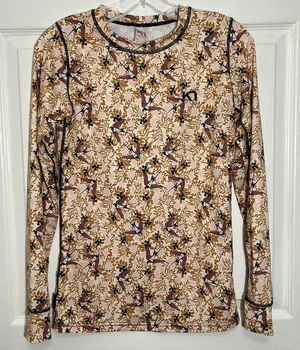 KARI TRAA Women Bird Print Long Sleeve Top | size small thumbnail 1