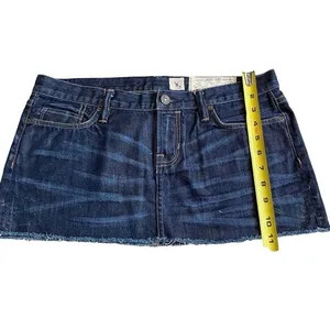 All Saints Spitalfields‎ 10 Micro Mini Denim Jean Skirt Frayed Short Y2K thumbnail 7